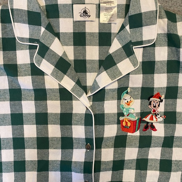 Disney Minnie & Daisy Holiday Sleep Wear Green/White Plaid Pajama Top Women’s XL - Picture 2 of 12